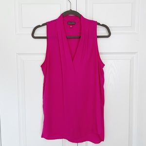 Vince Camuto hot pink dress shirt sleeveless v neck — size small